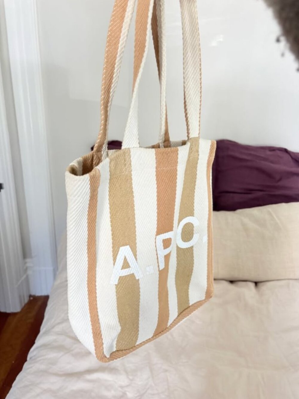 A.P.C. Striped Canvas Shopping Tote